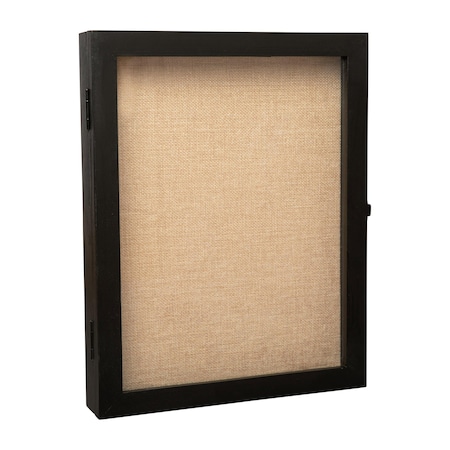Flash Furniture Peyton 11x14 Shadow Box Display Case with Linen Liner, 8 Push Pins and Solid Pine Wood Frame in Black HMHD-23M010YBN-BLK-1114-GG